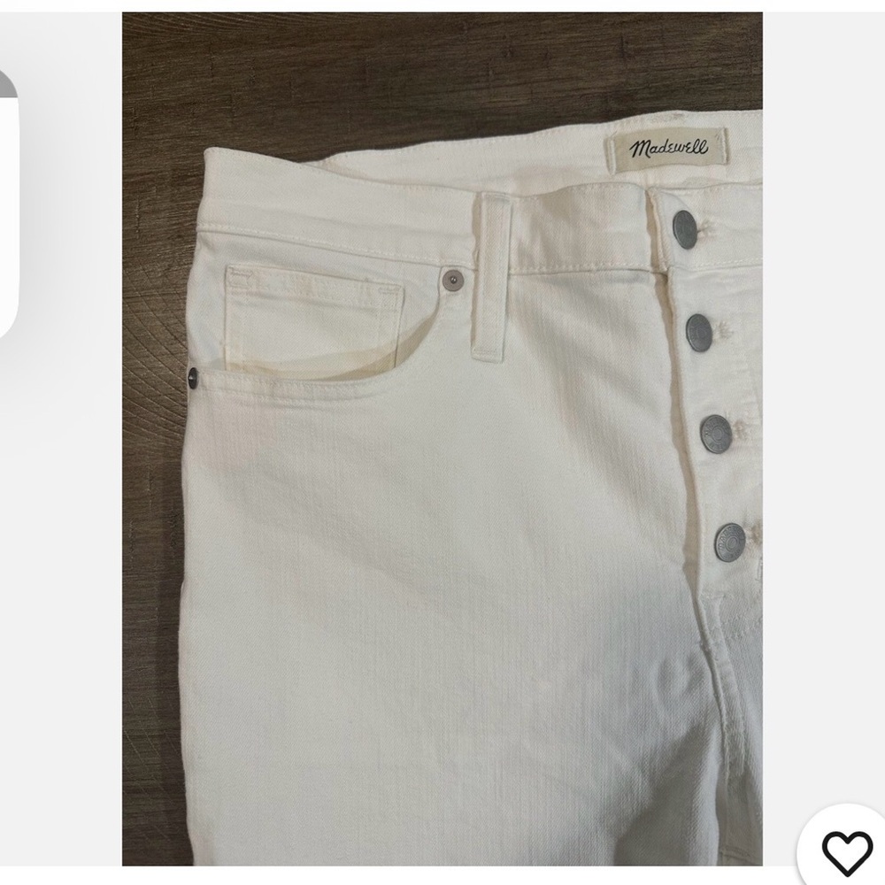 Madewell Mid Rise 4 Button Frayed Hem  White Jeans Size 31 - Picture 8 of 8